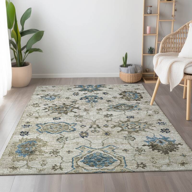 Premium Washable Super Soft Traditional Kashan Mayfield Rug - Blue - 9' x 12' - Rectangle