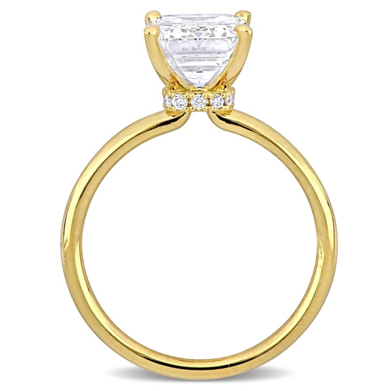 Miadora 3-1/4ct TDW Certified Emerald-Cut Diamond Engagement Ring in 18k Yellow Gold