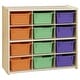 preview thumbnail 1 of 3, Wood Designs 12 Cubby Storage Cabinet with Assorted Pastel Bins, Montessori Kids Toy Storage Organizer for Kindergarten - 30"