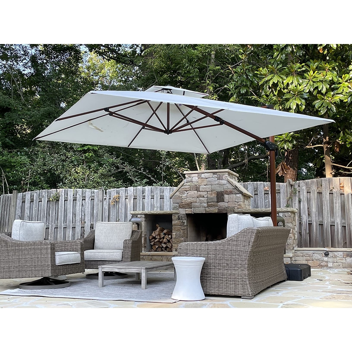9 ft square patio umbrella Domi 9FT Cantilever Umbrellas, 2 Tier Patio With Premium 250g Waterproof Fabric, 360 Degree Rotation Aluminum Cantilever Umbrella, Easy Tilt Offset Patio Umbrella, Beige : Patio, Lawn & Garden repellent and with 3 PURPLE LEAF 9 ft Square