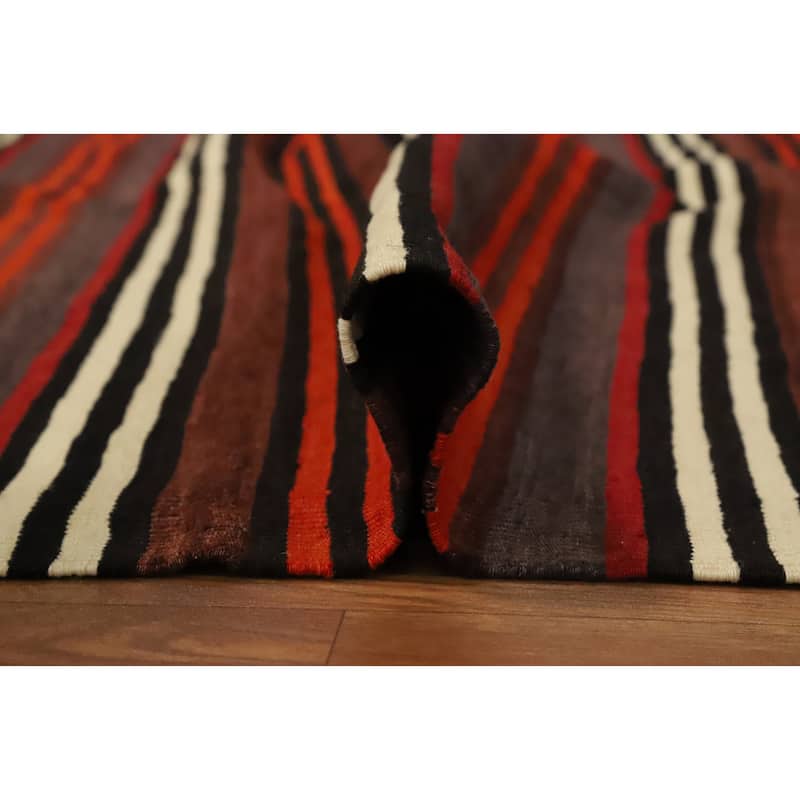 Hand Woven Oriental 100% Wool Carpet Southwestern Geometric Multi-Colored Kilim Area Rug - 11' 5'' X 4' 11''