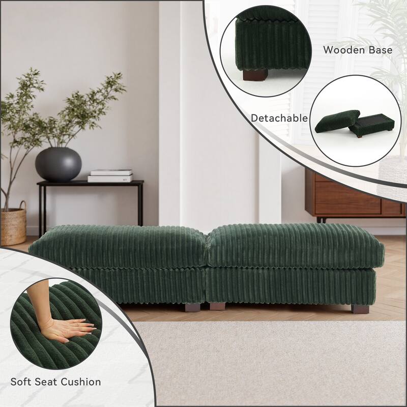 40" Oversized Plush Flannel Upholstered Ottoman Footstool Set of 2