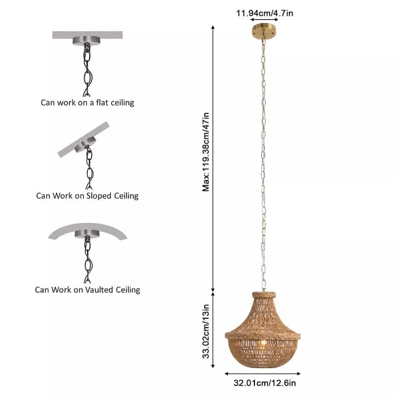 Woven Chandelier Country Chandelier Diameter Without Light Source - 12" x 60"
