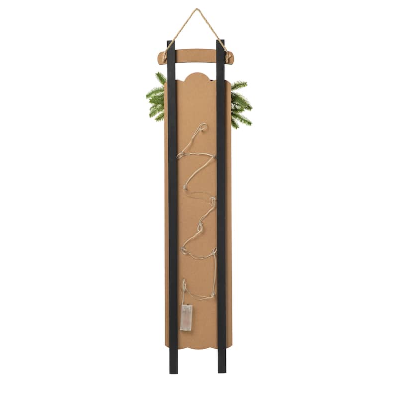 Glitzhome 40"H Lighted or Plaid Wooden JOY Porch Sign - Red