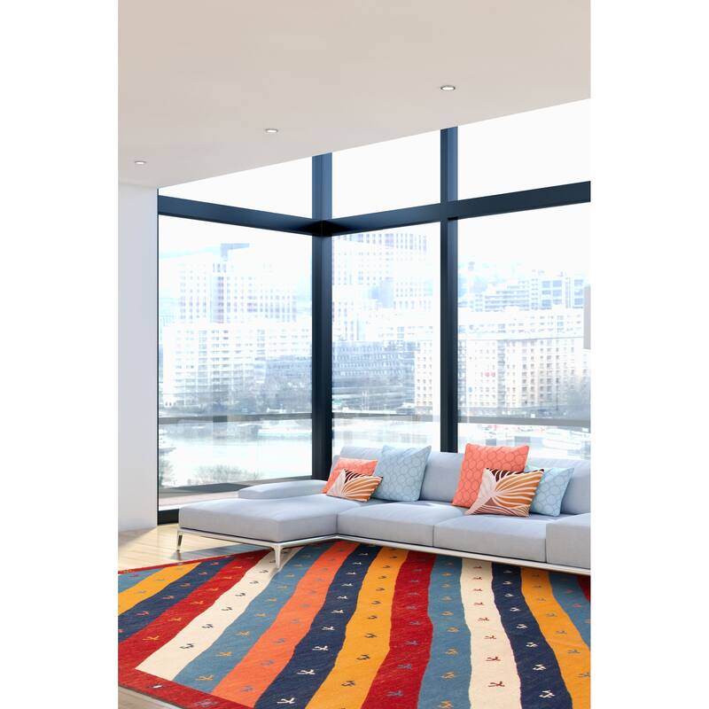 ECARPETGALLERY Flat-Weave Kashkuli Multi Color Wool Tapestry Kilim - 5'1 x 6'7