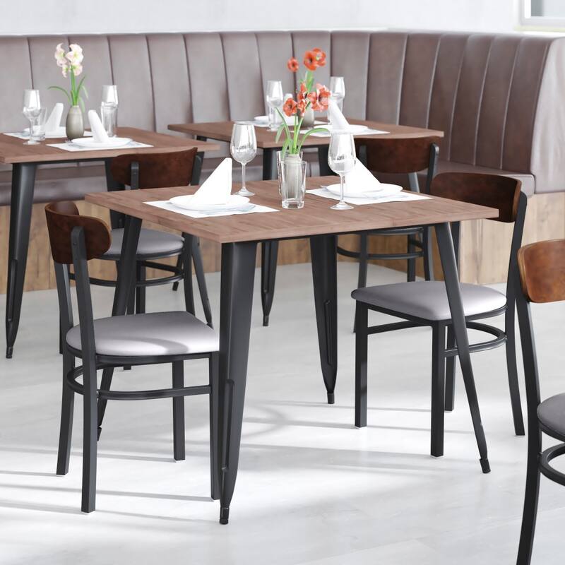 2PK Commercial Metal Dining Chairs with Boomerang Back