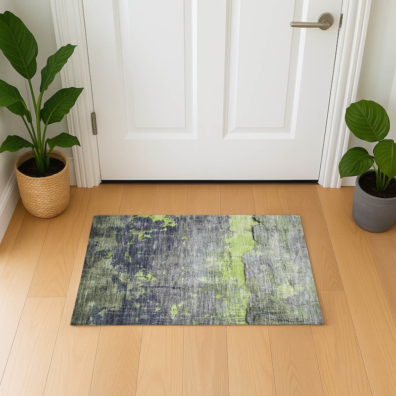 Premium Washable Super Soft Abstract Chic Mayfield Rug - Lime - 1'8" x 2'6"