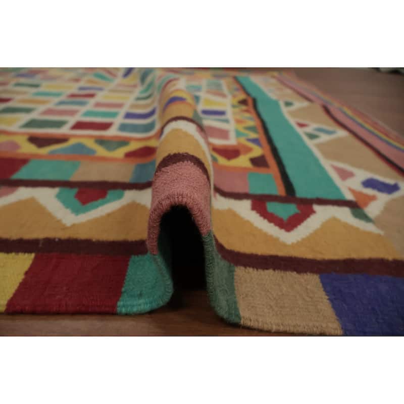Hand Woven Oriental 100% Wool Carpet Southwestern Modern Multi-Colored Kilim Area Rug - 6' 0'' X 5' 10''