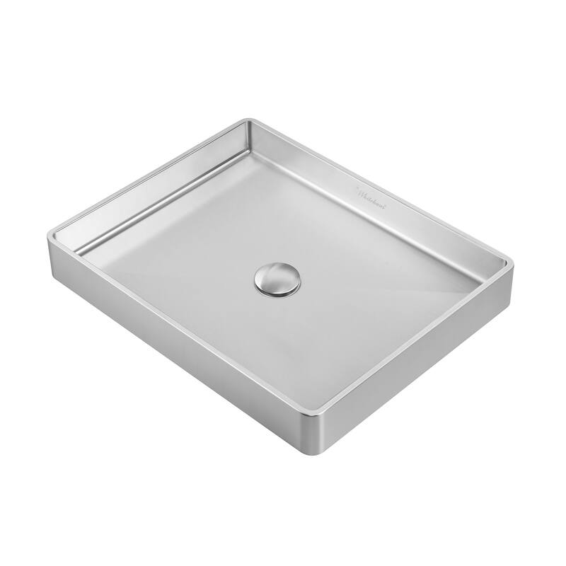 Whitehaus Noah Plus 20-1/2" Stainless Steel Vessel Bathroom Sink with - Brushed Stainless Steel