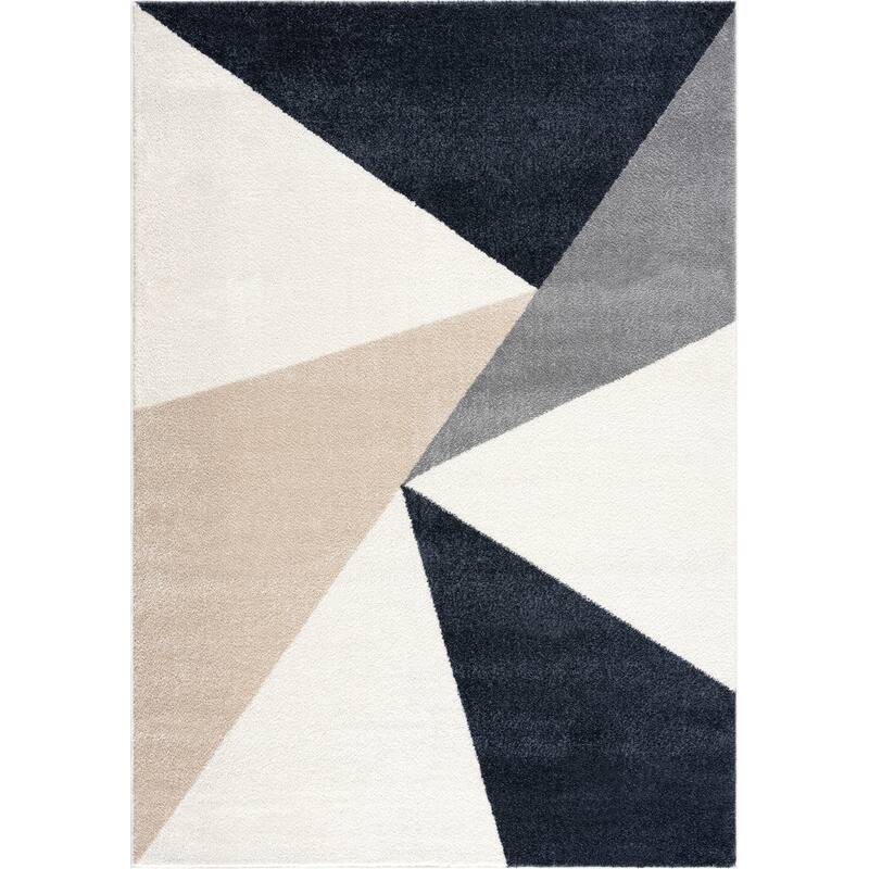 Abani Rugs Deco DEC140A Cream Grey Minimalist Geometric Area Rug