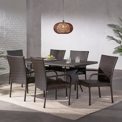 Dunham Outdoor 7-piece Wicker Dining Set by Christopher Knight Home