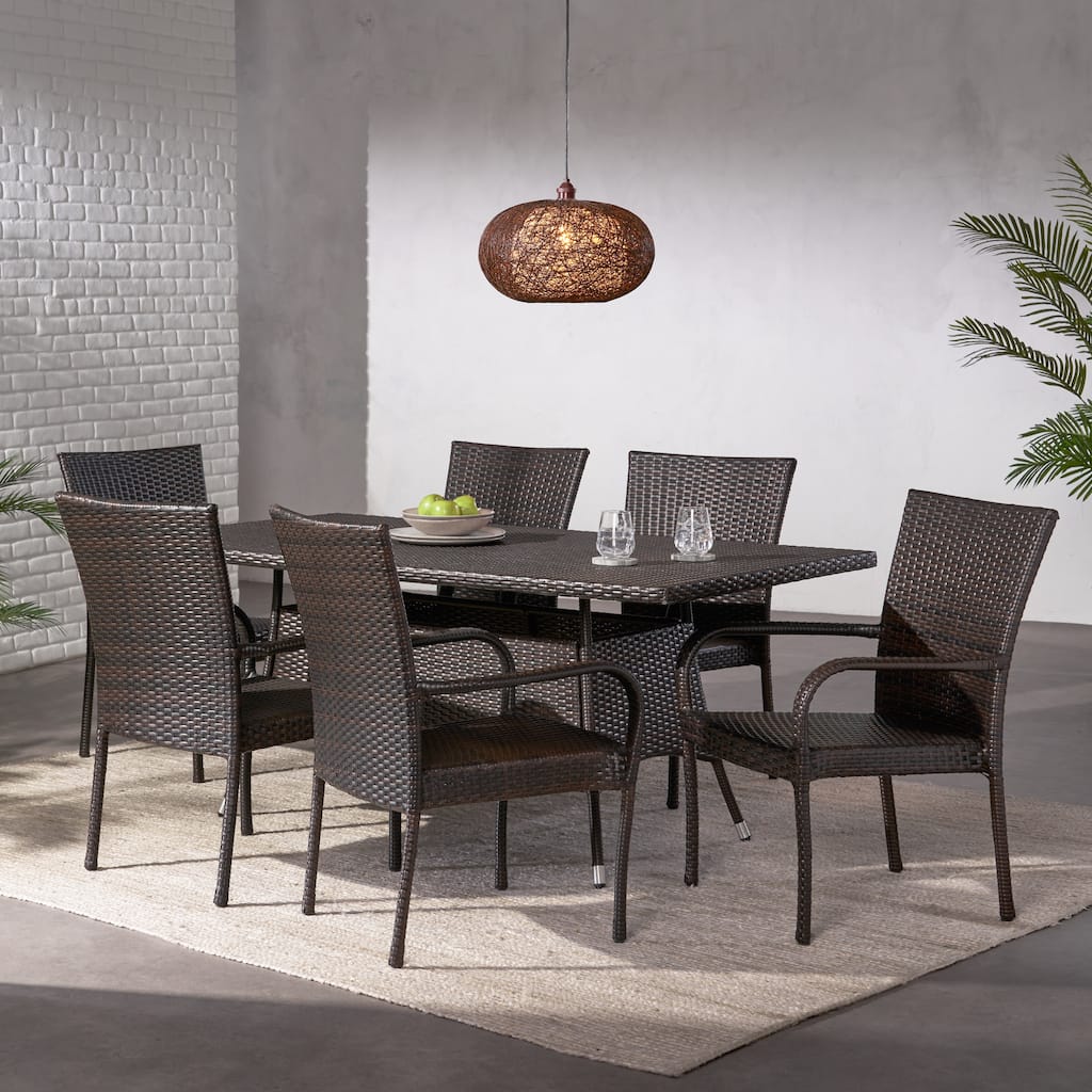 Dunham Outdoor 7-piece Wicker Dining Set by Christopher Knight Home