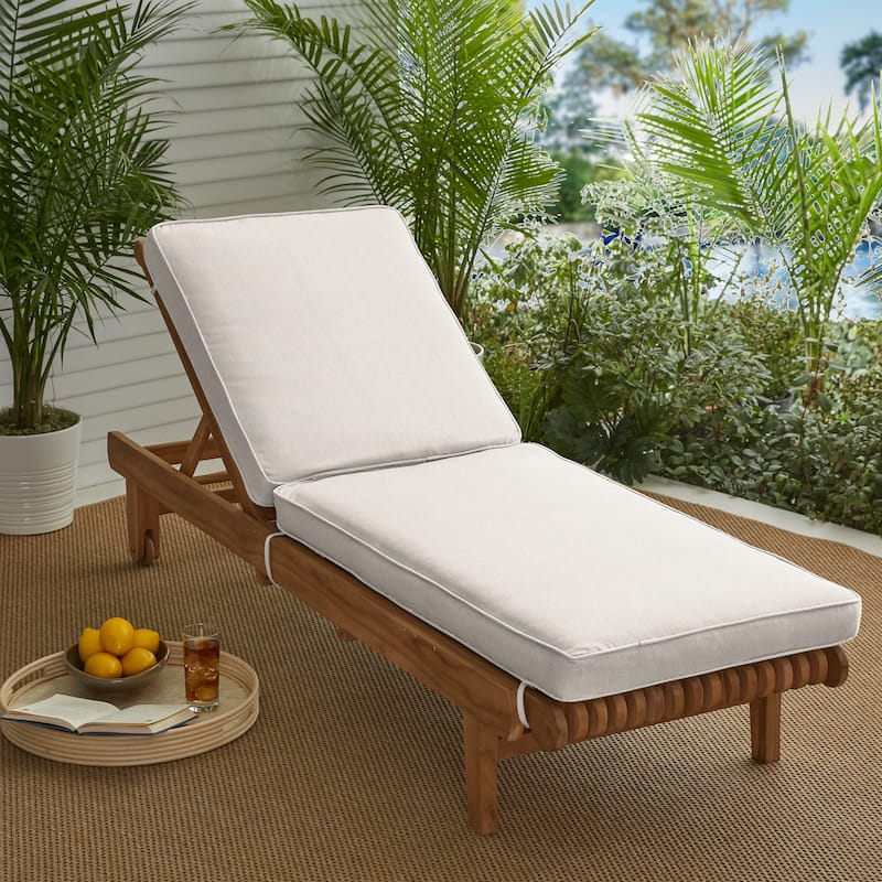 Sorra Home Sunbrella Indoor/Outdoor Chaise Lounge Cushion - 24"W x 73"L x 3"H - Canvas