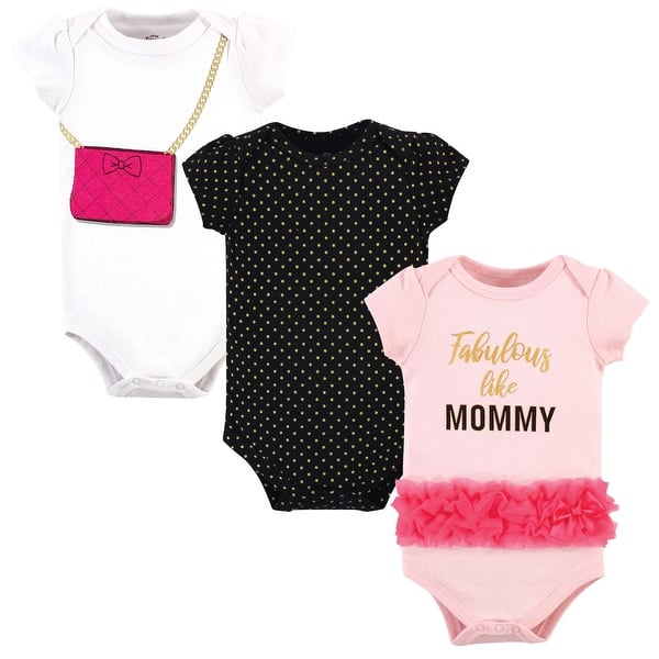 slide 1 of 1, Little Treasure Baby Girl Cotton Bodysuits 3pk, Fabulous 6-9 Months - Fabulous