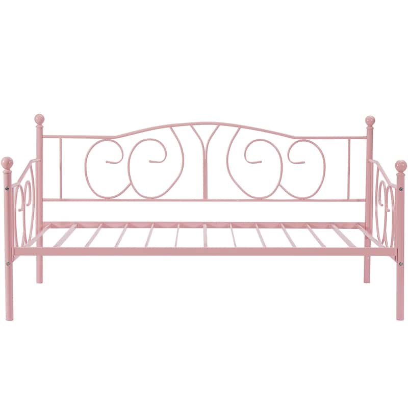 Javlergo Twin Metal Daybed Frame with Slats, Classic Mattress Foundation, No Box Spring Needed