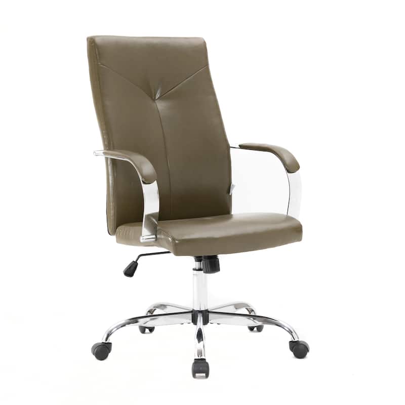 Leather Conference Chair - Adjustable Height Office Chair with Swivel Tilt - Modern Executive Desk Task Chair
