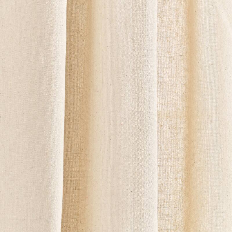Lush Decor Modern Faux Linen Embroidered Edge With Attached Valance Window Curtain Panels Set