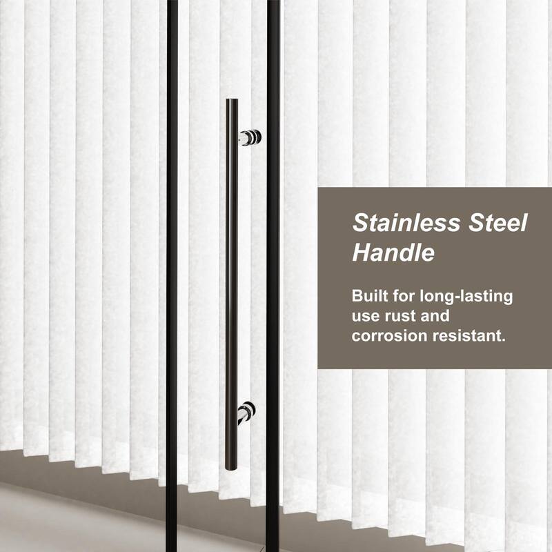 60"Wx72"H Sliding Shower Door,1/4" Clear Tempered Glass with Rollers - 60.in W x 72.in H