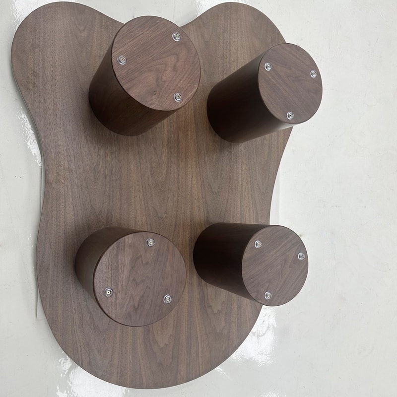 47.24" Mid Century Coffee Table, Solid Wood Texture with Could Shaped, Brown