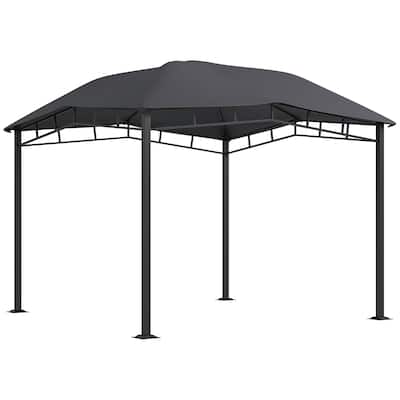 10' x 10' Soft Top Patio Gazebo Outdoor Canopy with Unique Geometric Design Roof, All-weather Steel Frame, Gray
