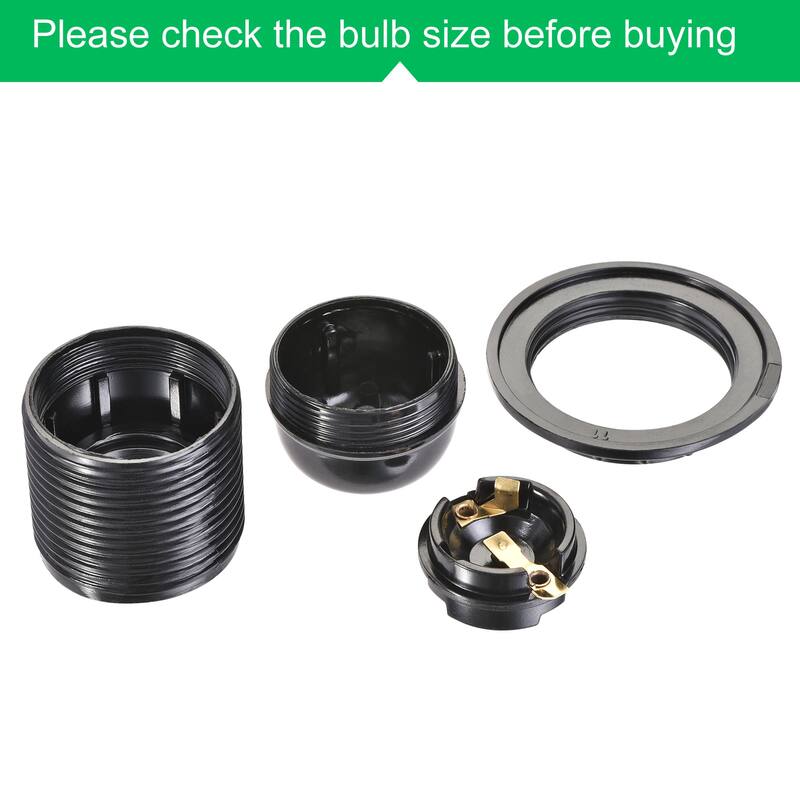 Bulb Holder E26/E27 4A Threaded Rotatable Loop Screw Base Lamp Socket - Black