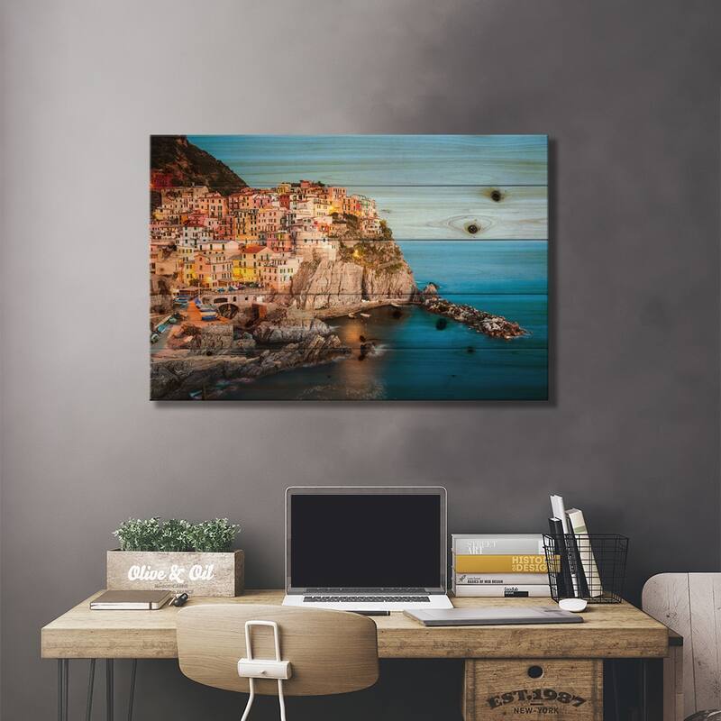 Mediterranean Town I Print On Wood by Matteo Colombo - Multi-Color