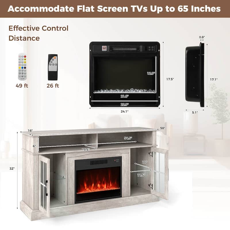 Costway 58" Fireplace TV Stand with LED Lights Entertainment Center - See Details