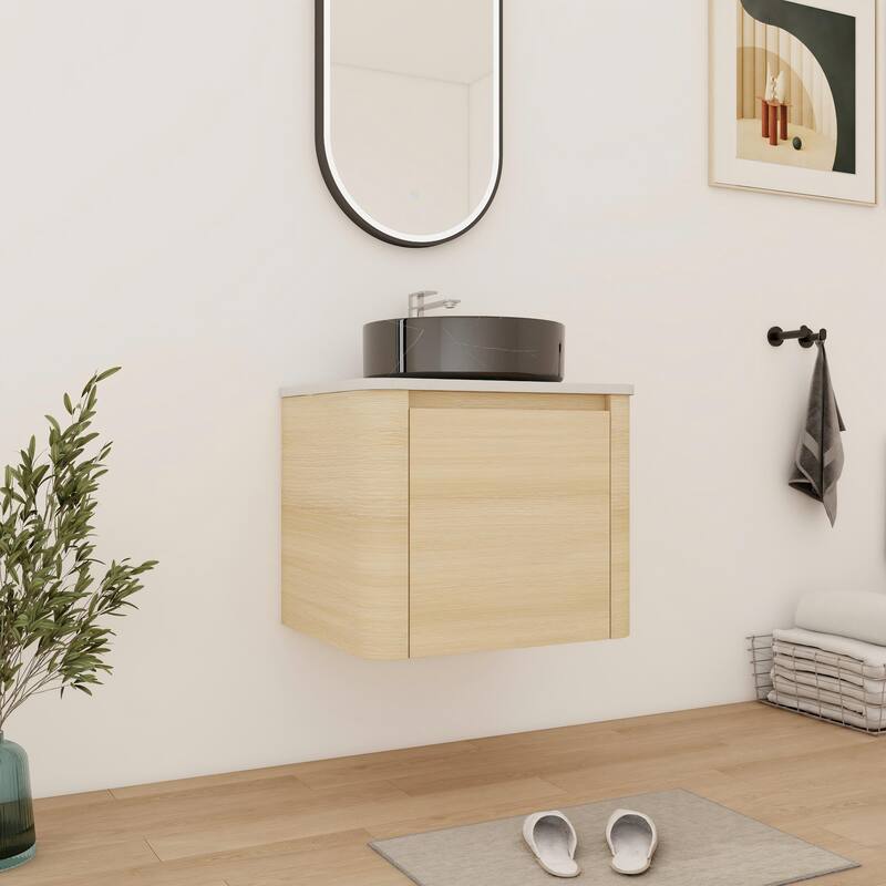 Bathroom Vanity With Sink In 24/30 Inch, Floating Bathroom Vanity With Soft Close Door