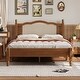 preview thumbnail 3 of 18, Full Wooden Platform Bed with Rattan Headboard, Walnut Finish