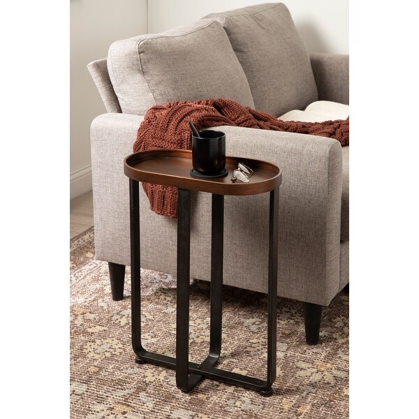 Kate and Laurel Zabel Modern Farmhouse Round End Table with Wrought Iron Metal Criss Cross Base and White Oak Finished Wooden Insert Top 141［並行輸入 Kate and Laurel Zabel Round Modern Coffee Table - 28\" Diameter