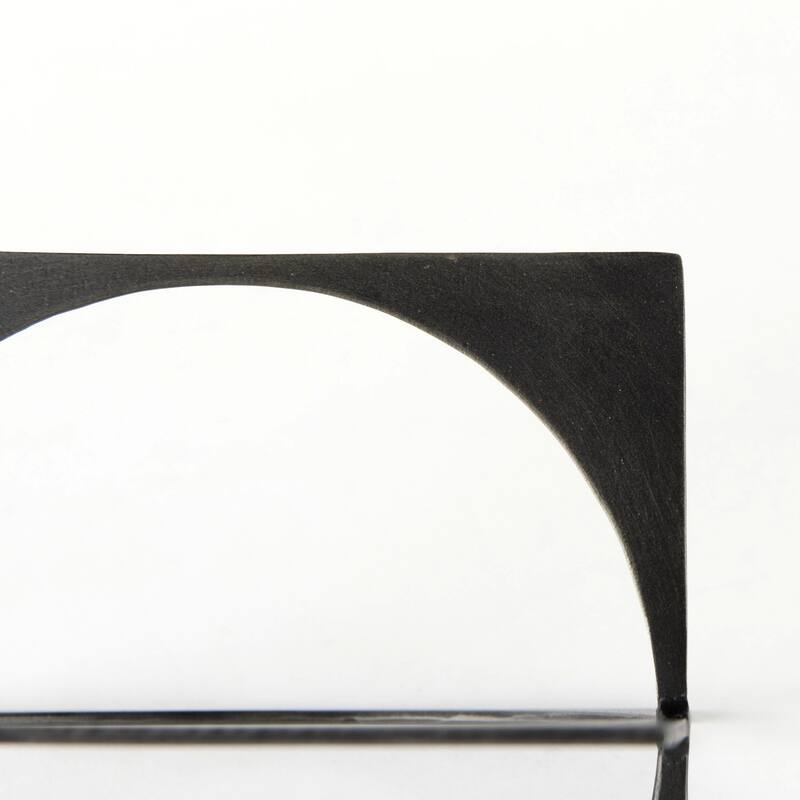 Charcoal Gray Metal Circle Square Sculpture