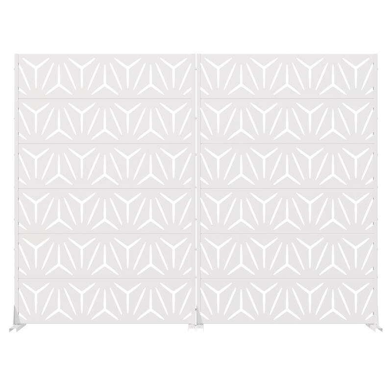 Dovelina Outdoor Freestanding Metal Privacy Screen Decorative Garden Fence (Set of 2)