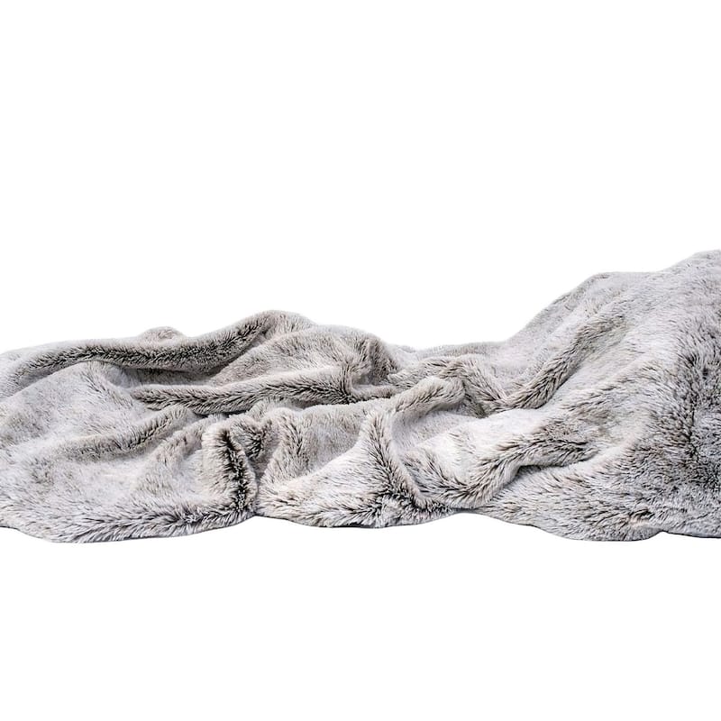 HomeRoots Gray Faux Fur Ombre Plush Throw