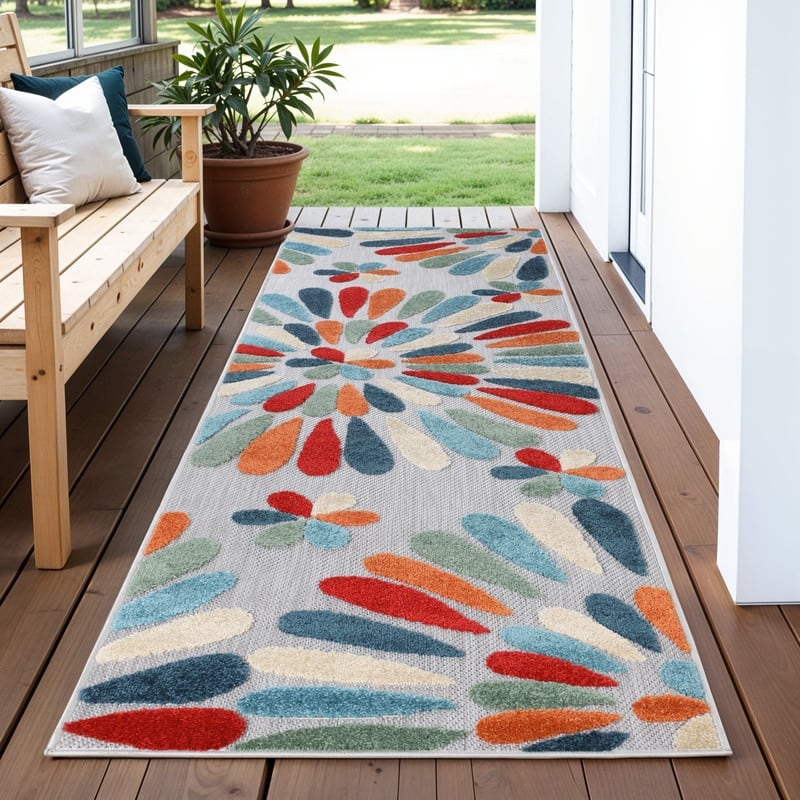 Superior Marigold Floral Indoor Outdoor Area Rug