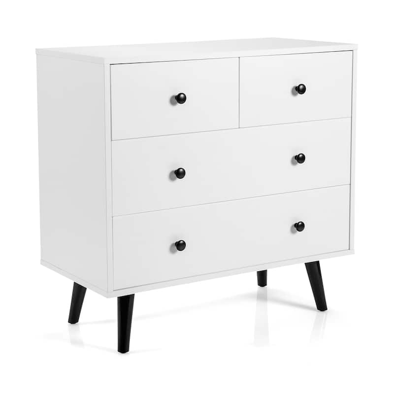 Costway 4 Drawers Dresser Chest of Drawers Free Standing Sideboard