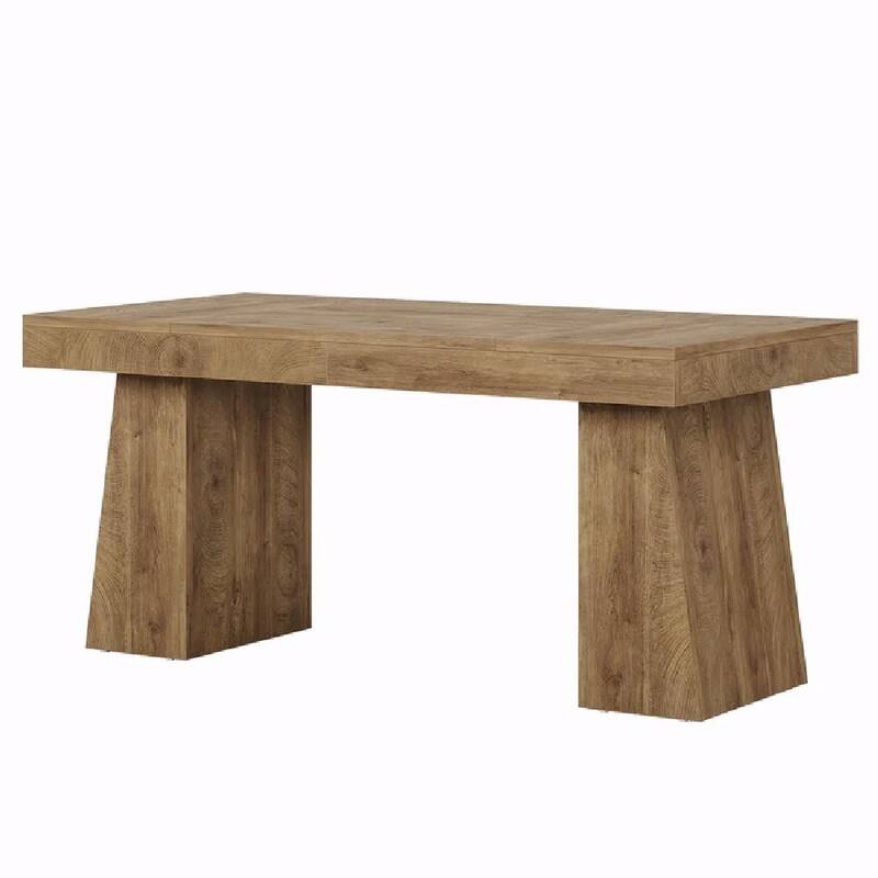 55" Mid-Century Modern Executive Desk with Trapezoid Base for Home Office