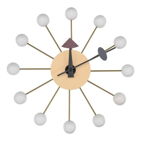 LeisureMod Modern Round Colorful Balls Silent Non-Ticking Wall Clock