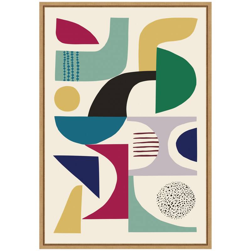 Kate and Laurel Sylvie MCM Retro Abstract Patttern Framed Canvas by Rachel Lee