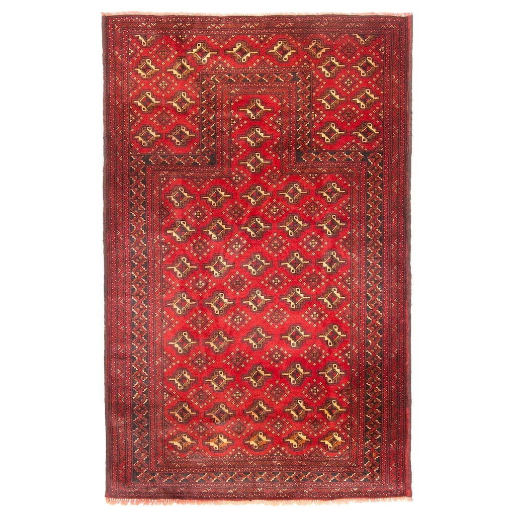 ECARPETGALLERY Hand-knotted Teimani Red Wool Rug - 2'11 x 4'7