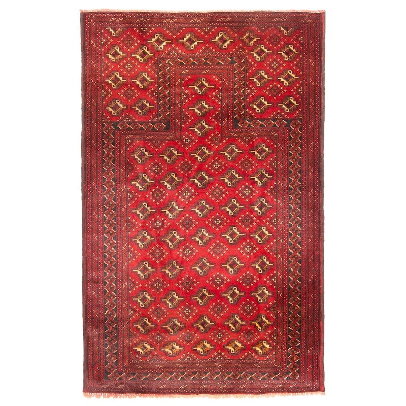 ECARPETGALLERY Hand-knotted Teimani Red Wool Rug - 2'11 x 4'7