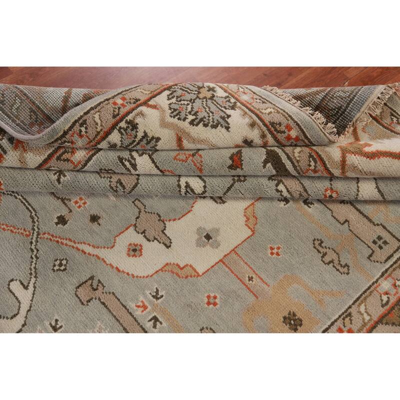 Oushak Indian Area Rug Hand-Knotted Oriental Grey Wool Carpet - 8'1" x 9'10"