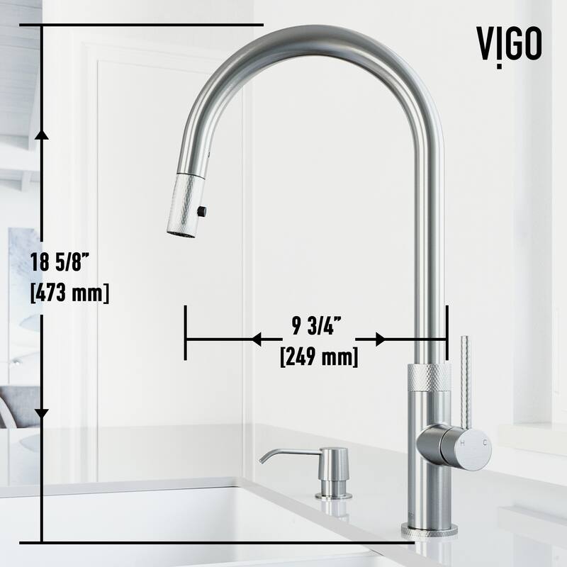 VIGO Bristol 19" H Single Handle Pull-Down Sprayer Kitchen Faucet
