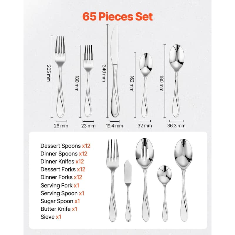 Stainless Steel Dishwasher Safe Silverware Flatware Utensil Set for Home Kitchen and Events
