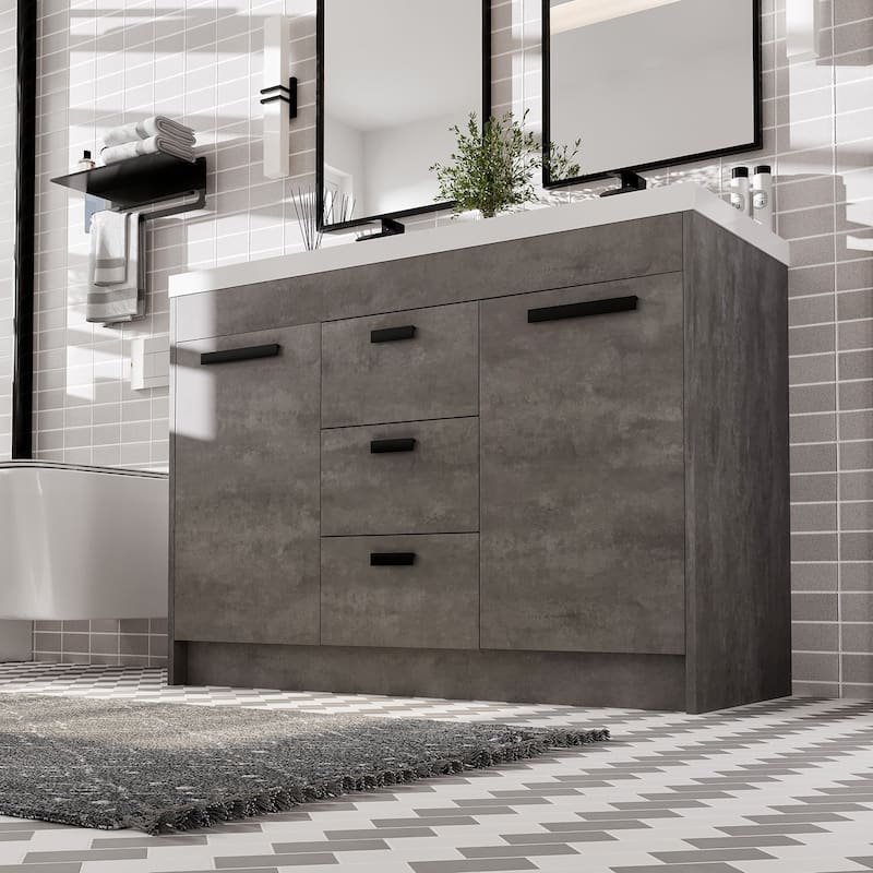 Eviva Lugano 48" Concrete Gray DS Bath Vanity with WH Integrated Top