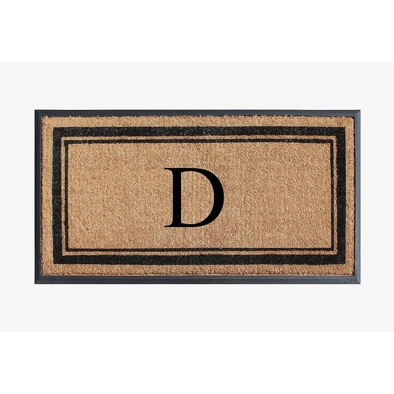 A1HC Picture Frame Natural Rubber & Coir Large Monogrammed Doormat 24"x48" - D