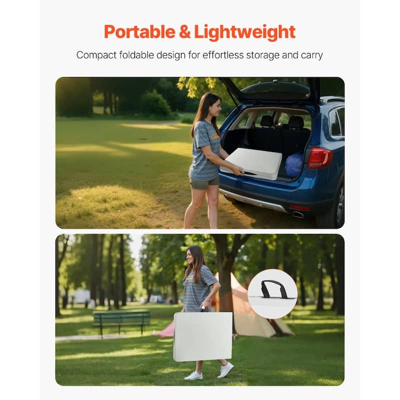 6ft White HDPE Folding Portable Camping Table with Carbon Steel Legs for 4-6 Person for Picnic or BBQ