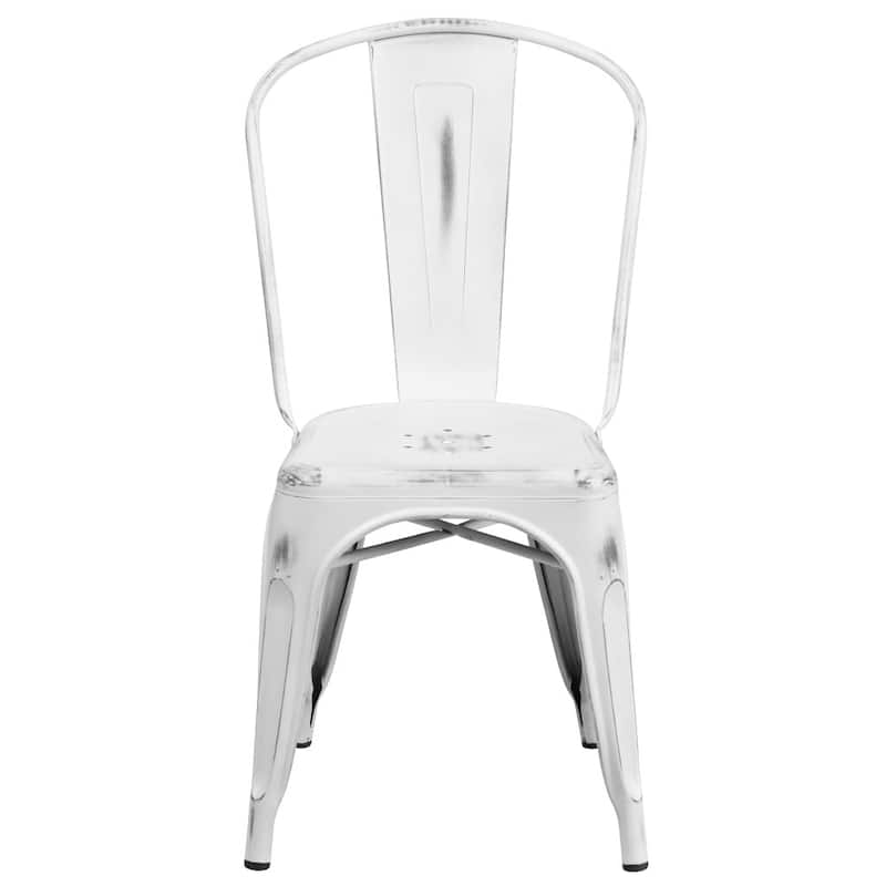 Distressed Metal Indoor/ Outdoor Stackable Chair