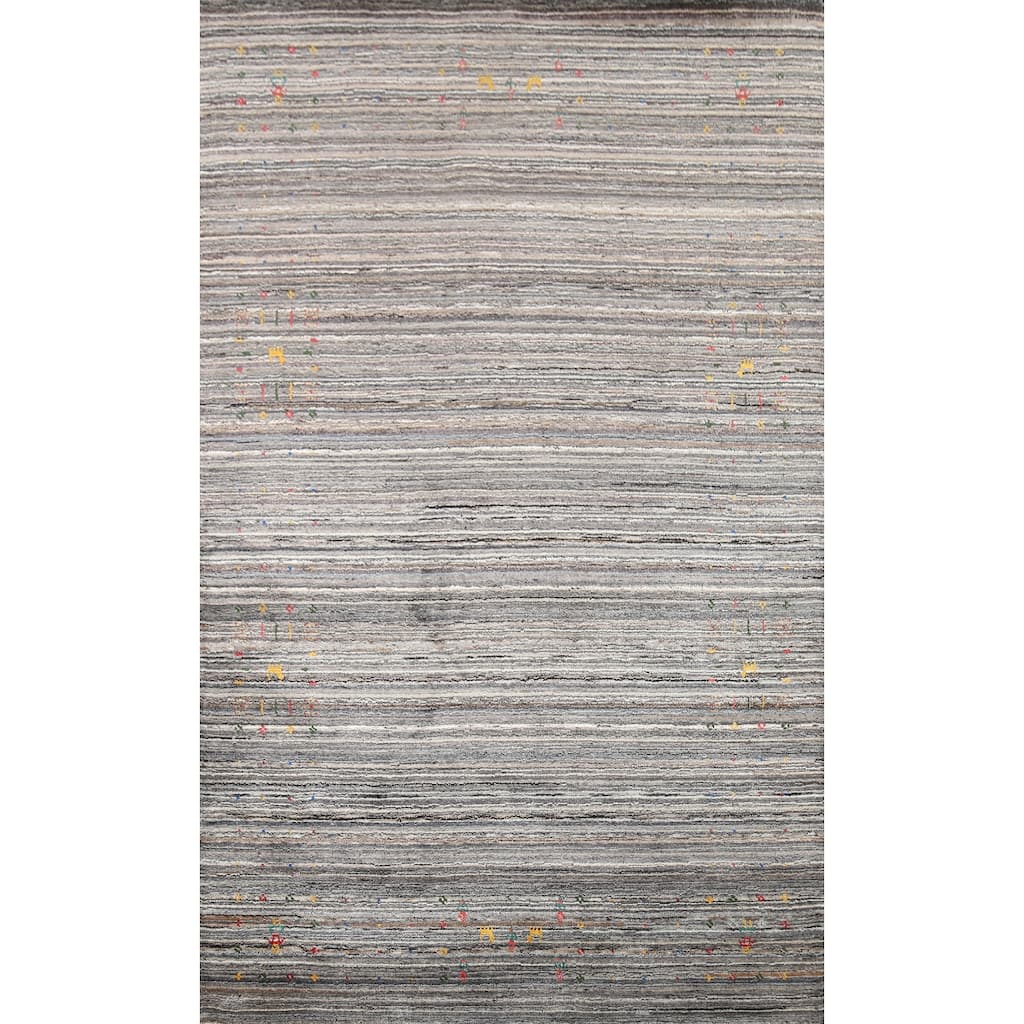 Striped Gabbeh Oriental Area Rug Handmade Wool Carpet - 5'2"x 8'0"