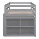 preview thumbnail 36 of 144, Twin/Full Size Low Loft Bed with Retractable Writing Desk and 4 Drawers, Wooden Loft Bedframe w/ Lateral Portable Desk & Shelves
