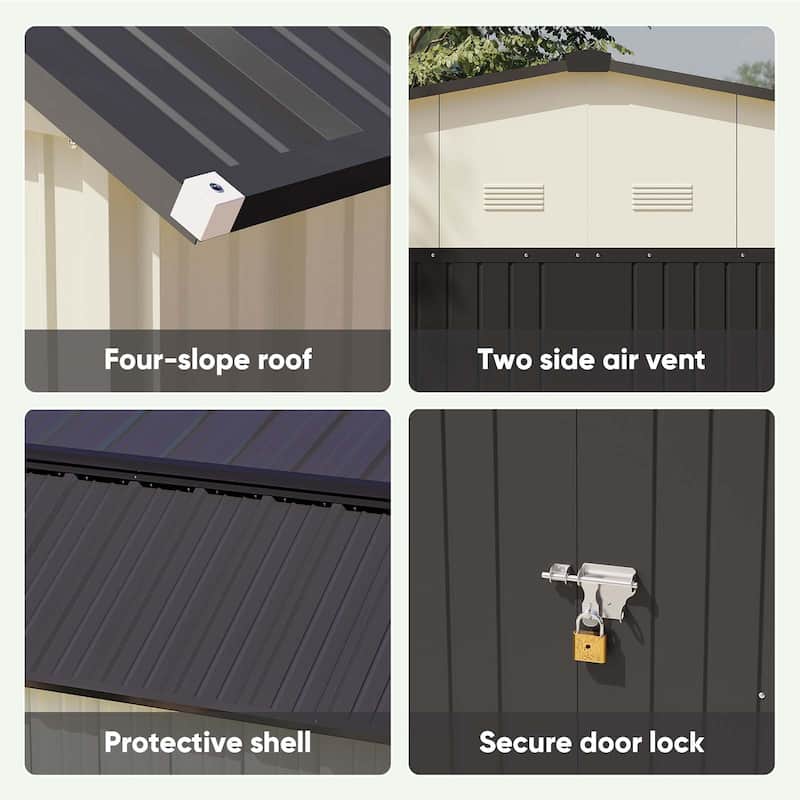 Patiowell da Vinci 10' x 12' Barn Style Outdoor Eggshell Storage Shed for Garden Accessories & Tools
